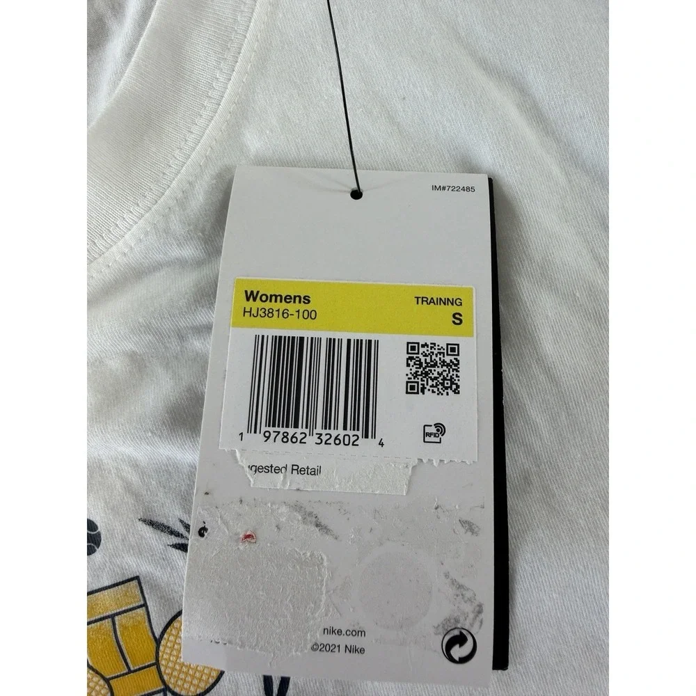 Nike Tennis Tee Women's Small White Graphic Training T-Shirt Slim Fit NWT
